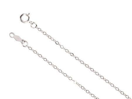 1.3mm 14k White Gold Solid Flat Cable Chain Necklace Sale