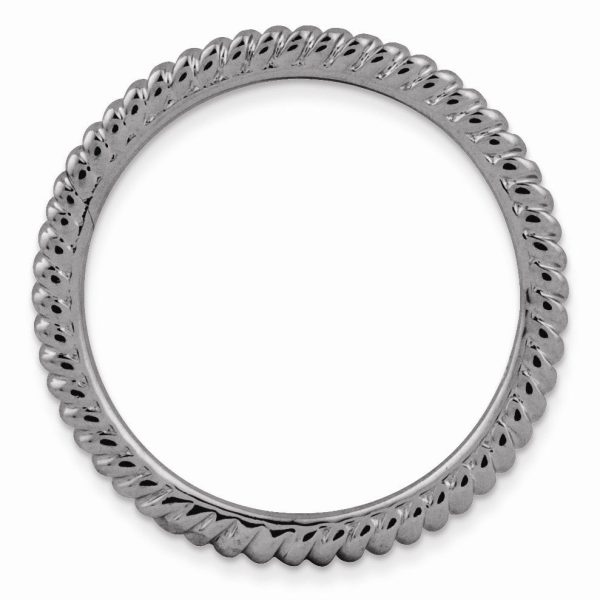 1.5mm Stackable Black Plated Silver Twisted Band Sale