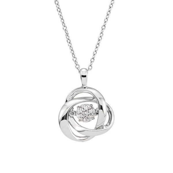 1 10 Cttw Diamond Knot Necklace in Sterling Silver, 18 Inch Supply