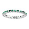 2.25mm Sterling Silver Stackable Created Emerald Prong Set Band Discount