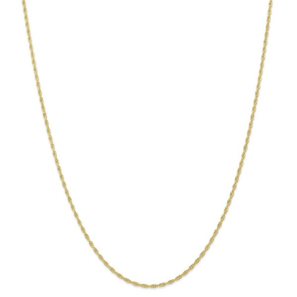 1.5mm 10K Yellow Gold Solid Cable Rope Chain Necklace For Sale