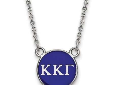 Sterling Silver Kappa Kappa Gamma Small Blue Enamel Disc Necklace Online Hot Sale