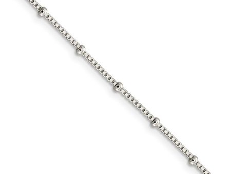 1.25mm Sterling Silver, Beaded Box Chain Necklace Online Hot Sale