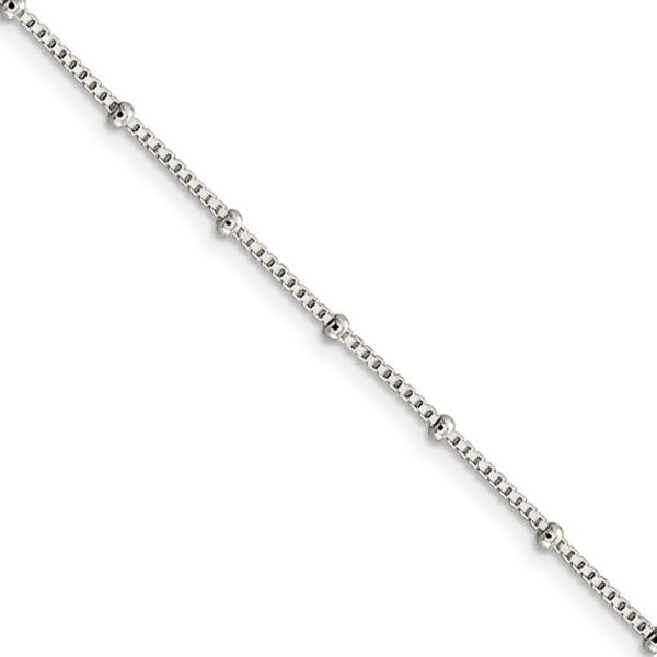 1.25mm Sterling Silver, Beaded Box Chain Necklace Online Hot Sale