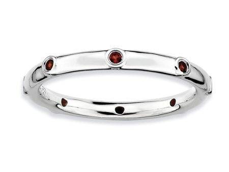 2.25mm Sterling Silver and Garnet Accent Stackable Band Fashion