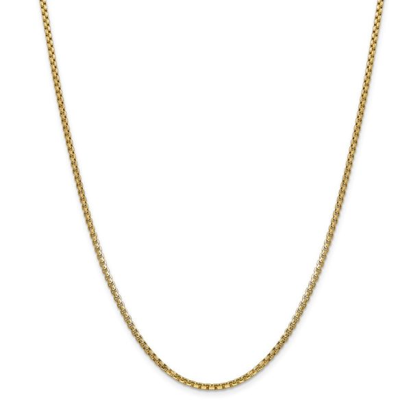 2.45mm 14k Yellow Gold Hollow Round Box Chain Necklace Fashion