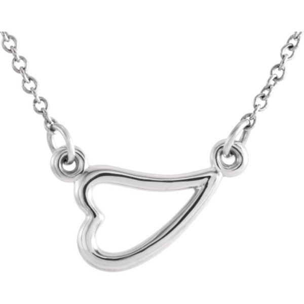 14k Yellow, White or Rose Gold Small Sideways Heart Necklace, 16-18 In Fashion