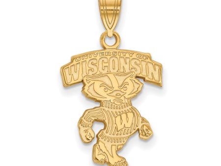 14k Gold Plated Silver U. of Wisconsin Large Logo Pendant For Discount