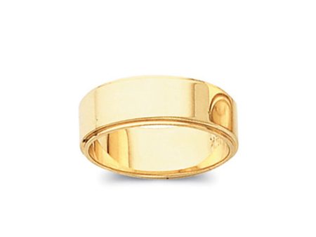 4mm Flat Ridged Edge Wedding Band in 14k Yellow Gold Online now