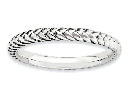 2.5mm Sterling Silver Stackable Antiqued Wheat Band Discount