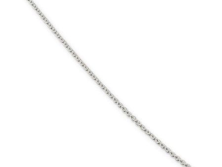 1.5mm Rhodium Plated Sterling Silver Solid Cable Chain Necklace For Cheap