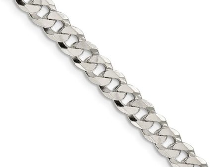 6mm, Sterling Silver, Solid Beveled Curb Chain Necklace Fashion