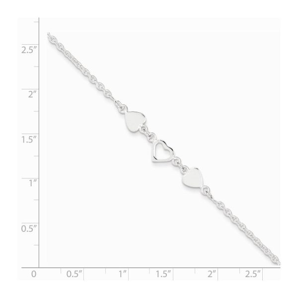 Sterling Silver Polished Hearts Anklet, 9 Inch Online