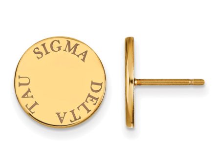 14K Plated Silver Sigma Delta Tau Brown Enamel Post Earrings For Cheap