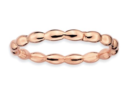 2.25mm 14k Rose Gold Plated Sterling Silver Stackable Rice Bead Band Hot on Sale