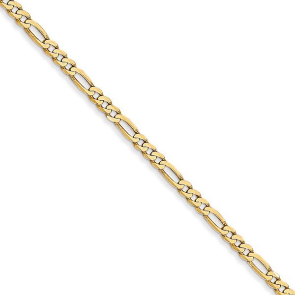 2.25mm, 14k Yellow Gold, Flat Figaro Chain Necklace Cheap