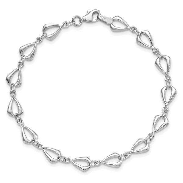 14k White Gold 6mm Polished Fancy Link Chain Bracelet, 7.5 Inch on Sale