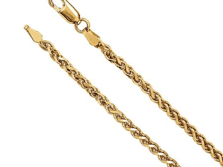 2.75mm 14k Yellow Gold Solid Diamond Cut Wheat Chain Necklace Online Hot Sale