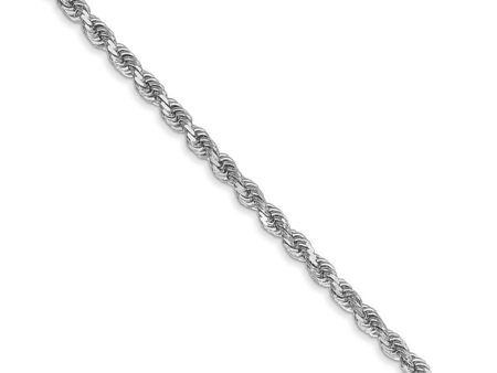 2.25mm, 14k White Gold, Diamond Cut Solid Rope Chain Necklace Online Hot Sale