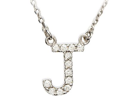 1 8 Cttw Diamond & 14k White Gold Block Initial Necklace, Letter J Online now