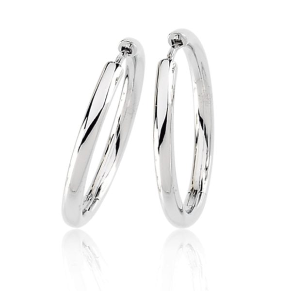 2.6mm Endless Round Hinged Hoop Earrings in 14k White Gold, 24mm Hot on Sale