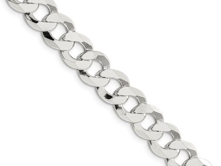 Men s 9.75mm Sterling Silver Solid Flat Curb Chain Necklace Sale