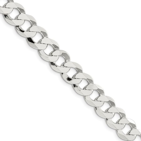 Men s 9.75mm Sterling Silver Solid Flat Curb Chain Necklace Sale