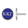 Sterling Silver Kappa Kappa Gamma Blue Enamel Disc Post Earrings Hot on Sale