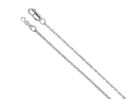 1.25mm 18k White Gold Solid Loose Rope Chain Necklace on Sale