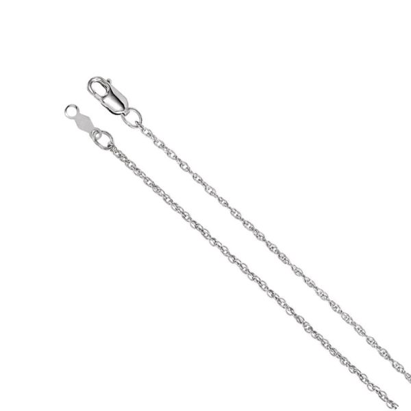 1.25mm 18k White Gold Solid Loose Rope Chain Necklace on Sale