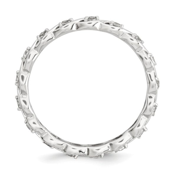 2.5mm Rhodium Plated Sterling Silver Stackable White Topaz Twist Band For Sale