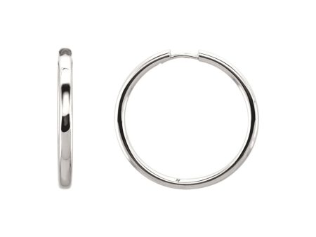 2.6mm Hinged Endless Round Hoop Earrings in Sterling Silver, 29mm For Cheap