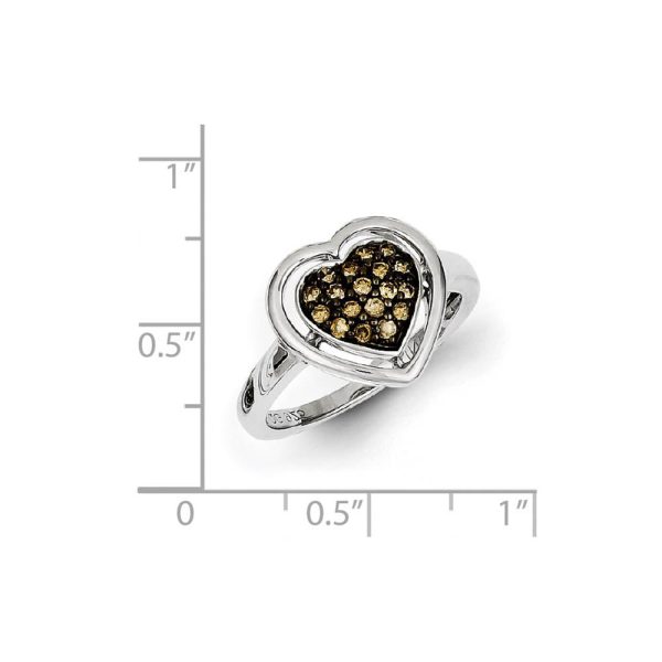 1 4 Ctw Champagne Diamond 14mm Heart Sterling Silver Ring Online Sale