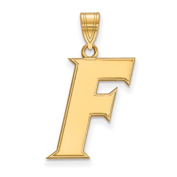 10k Yellow Gold U of Florida Large Initial F Pendant For Sale