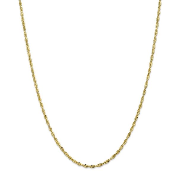 2.5mm, 10k Yellow Gold Lightweight D C Rope Chain Necklace For Sale