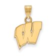 10k Yellow Gold U. of Wisconsin Small Initial W Pendant For Sale