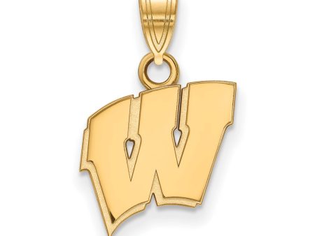 10k Yellow Gold U. of Wisconsin Small Initial W Pendant For Sale