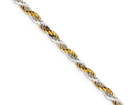 2.5mm Sterling Silver & 10k Yellow Gold Plated D C Rope Chain Necklace Hot on Sale