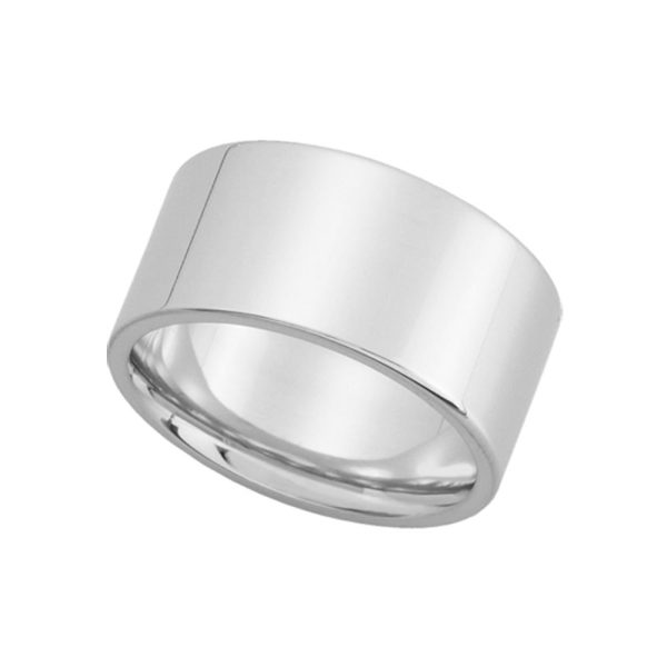 10mm Flat Comfort Fit Wedding Band in 14k White Gold Online now