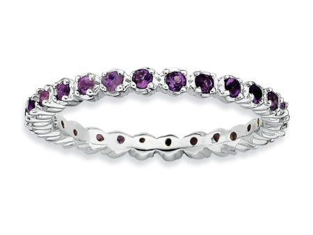 2.25mm Sterling Silver Stackable Prong Set Amethyst Band Online now