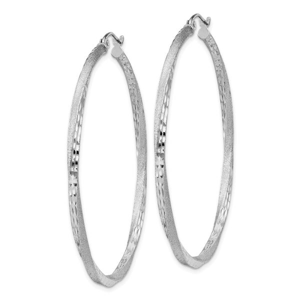 2.5mm, Sterling Silver Twisted Round Hoop Earrings, 50mm in Diameter For Sale