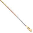 1.5mm 14k Tri-Color Gold D C Solid Rope Chain Anklet or Bracelet Online Sale