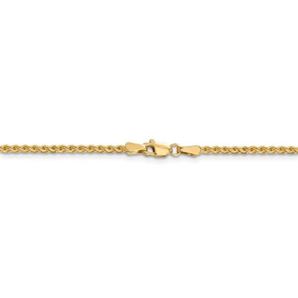 1.8mm, 14k Yellow Gold Diamond Cut Solid Spiga Chain Necklace Hot on Sale