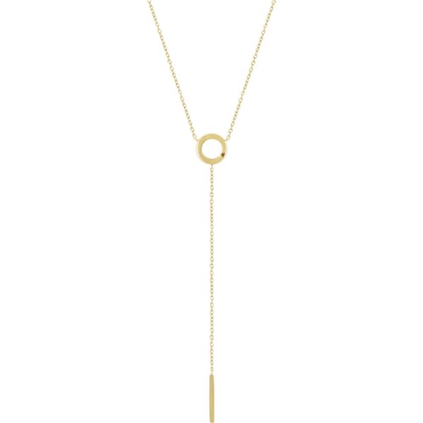 14k Yellow, White or Rose Gold Circle & Bar Y-Drop Necklace, 16-18 In. Cheap