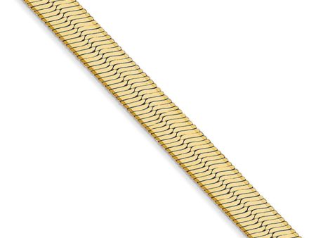 5.5mm, 14k Yellow Gold, Solid Herringbone Chain Necklace For Cheap