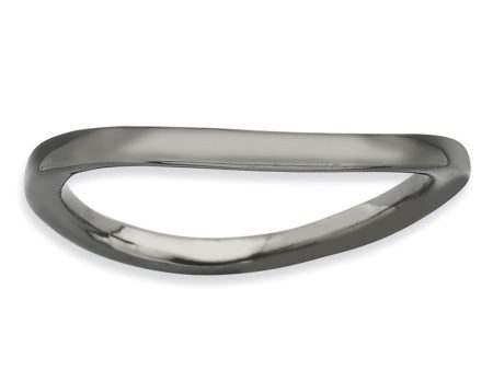 1.5mm Stackable Black Plated Silver Curved Smooth Band Online now