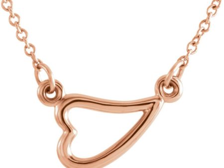 14k Yellow, White or Rose Gold Small Sideways Heart Necklace, 16-18 In Fashion