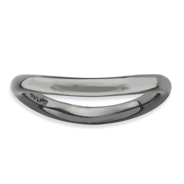 2.25mm Stackable Black Plated Silver Curved Polished Band Supply