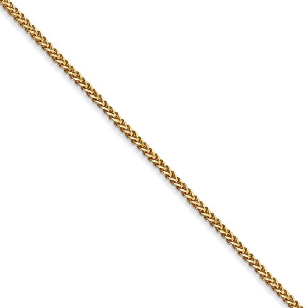 1mm, 14k Yellow Gold, Solid Franco Chain Necklace For Sale