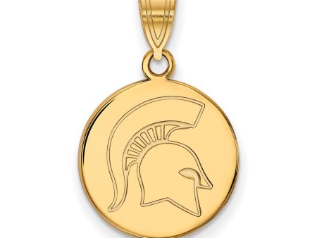 14k Yellow Gold Michigan State Medium Logo Disc Pendant Discount